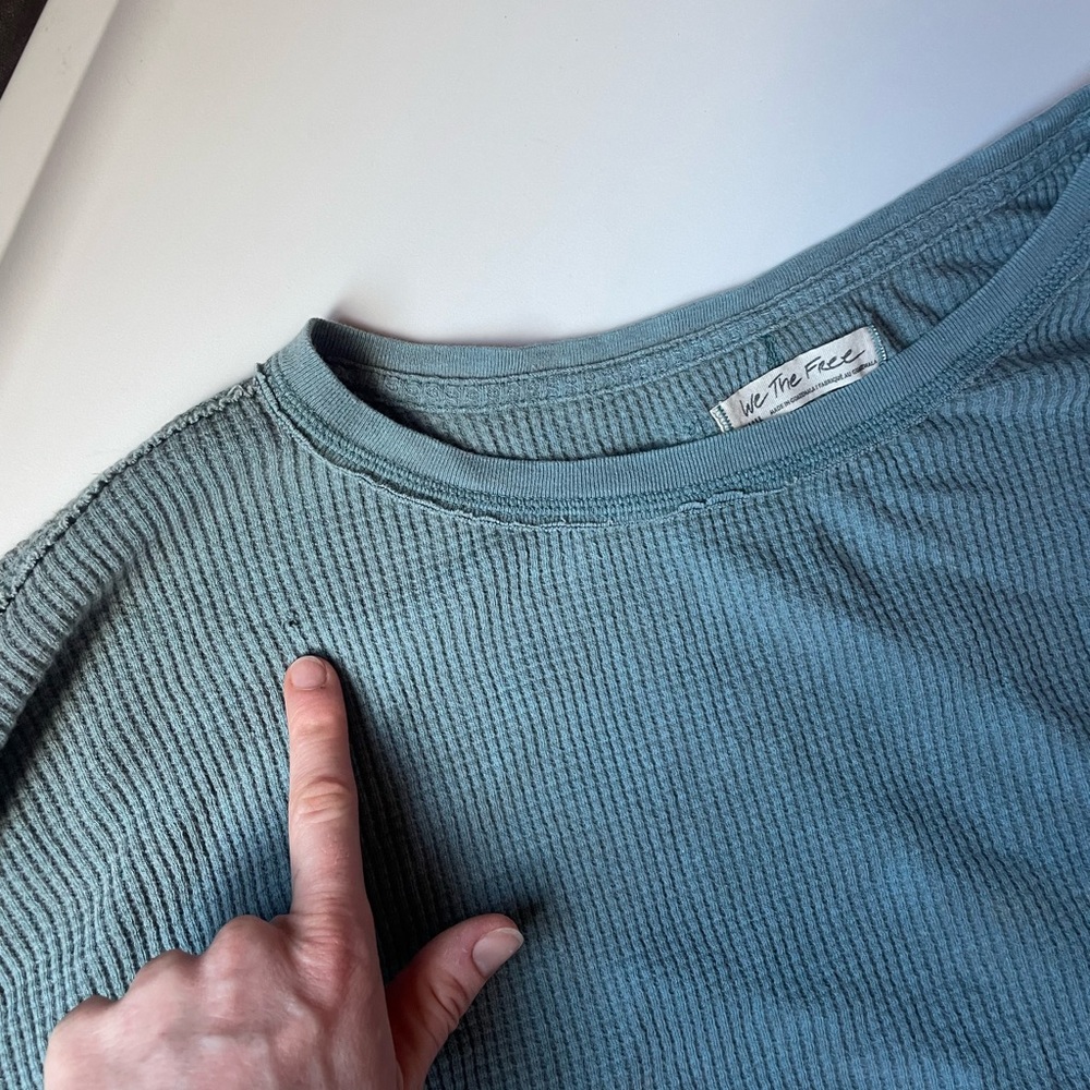Free People Microphone Drop Thermal We The Free in Silver Pine - Picture 7 of 7